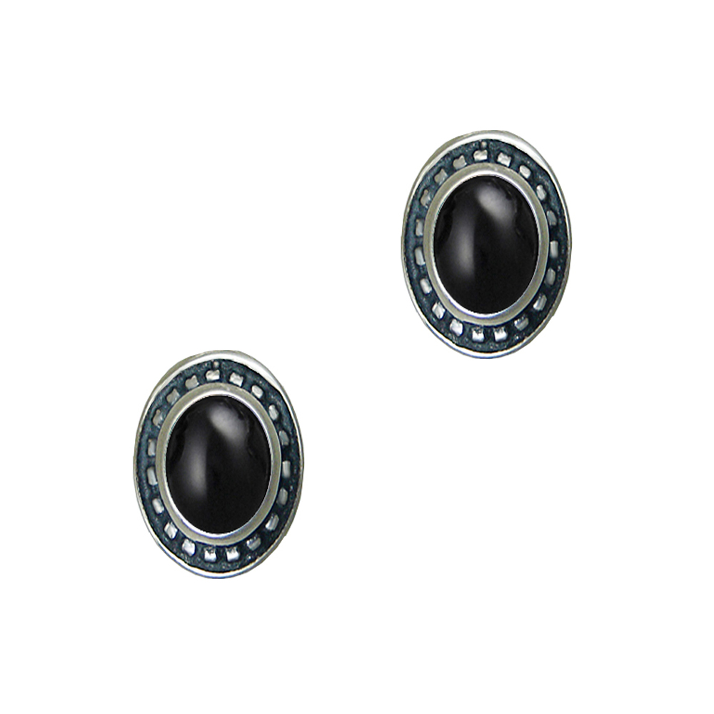 Sterling Silver Black Onyx Post Stud Earrings